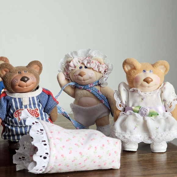 1986 Rare 10 Cabbage Patch Furskins Bears Lot, Panosh Moody Hollow House Playset - Picture 15 of 17